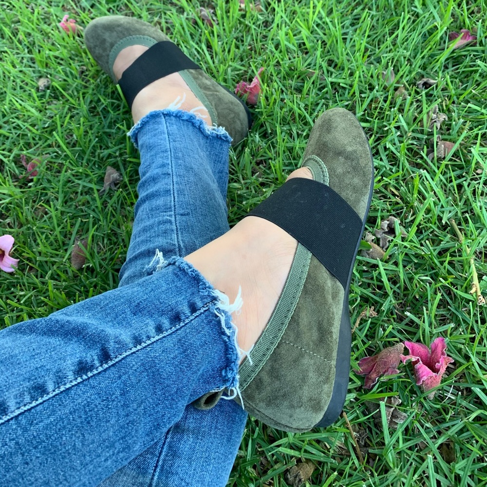 Olive Ballerina Faux Suede Shoes
